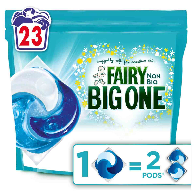 Fairy Big One Non Bio Pods 23 Wash Stain Odour Removal Sensitive Skin - New The Outlet Shop