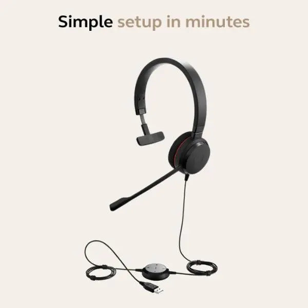 Jabra Evolve 20 Mono Microsoft Certified Passive Noise Cancellation Headset - New Jabra