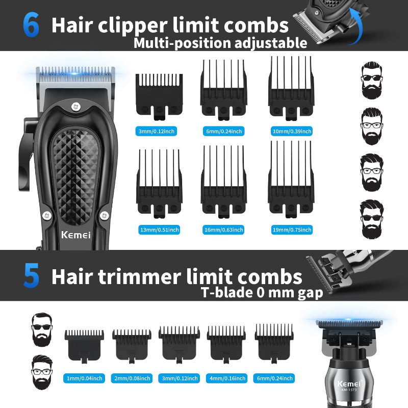KEMEI Professional Hair Clippers Cordless Barber Trimmer Grooming Kit USB - Like New The Outlet Shop