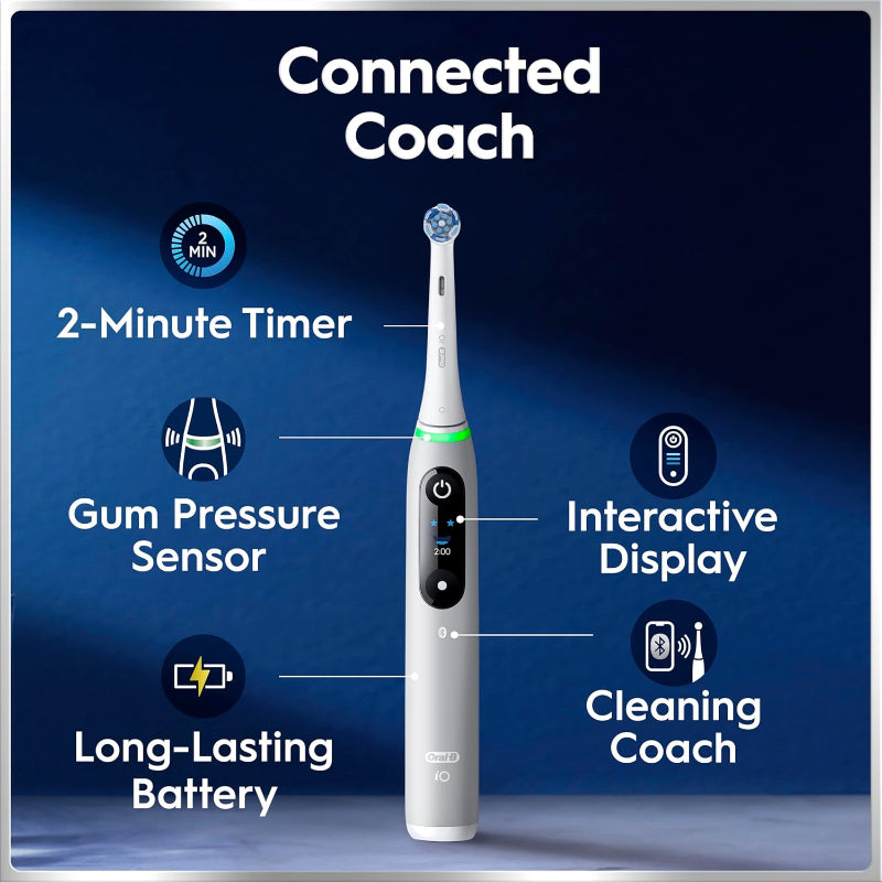 Oral-B iO6 Electric Toothbrush Grey Opal 5 Modes Whitening Travel Case Adult Rechargeable Toothbrush 2 Pin Plug - New Oral-B