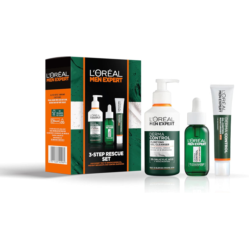 L'Oréal Men Expert 3 Step Rescue Set Face Wash Scrub Moisturiser Skincare Men - New The Outlet Shop
