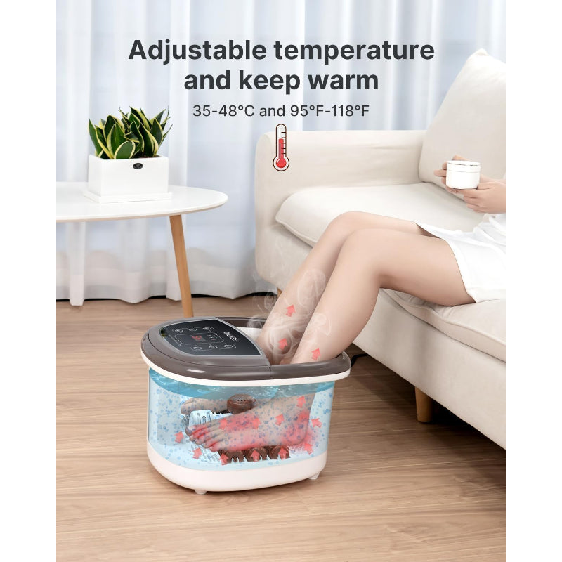 RENPHO Foot Spa Massager Heater Auto Roller 3 Modes Timer Temp Brown - Very Good The Outlet Shop