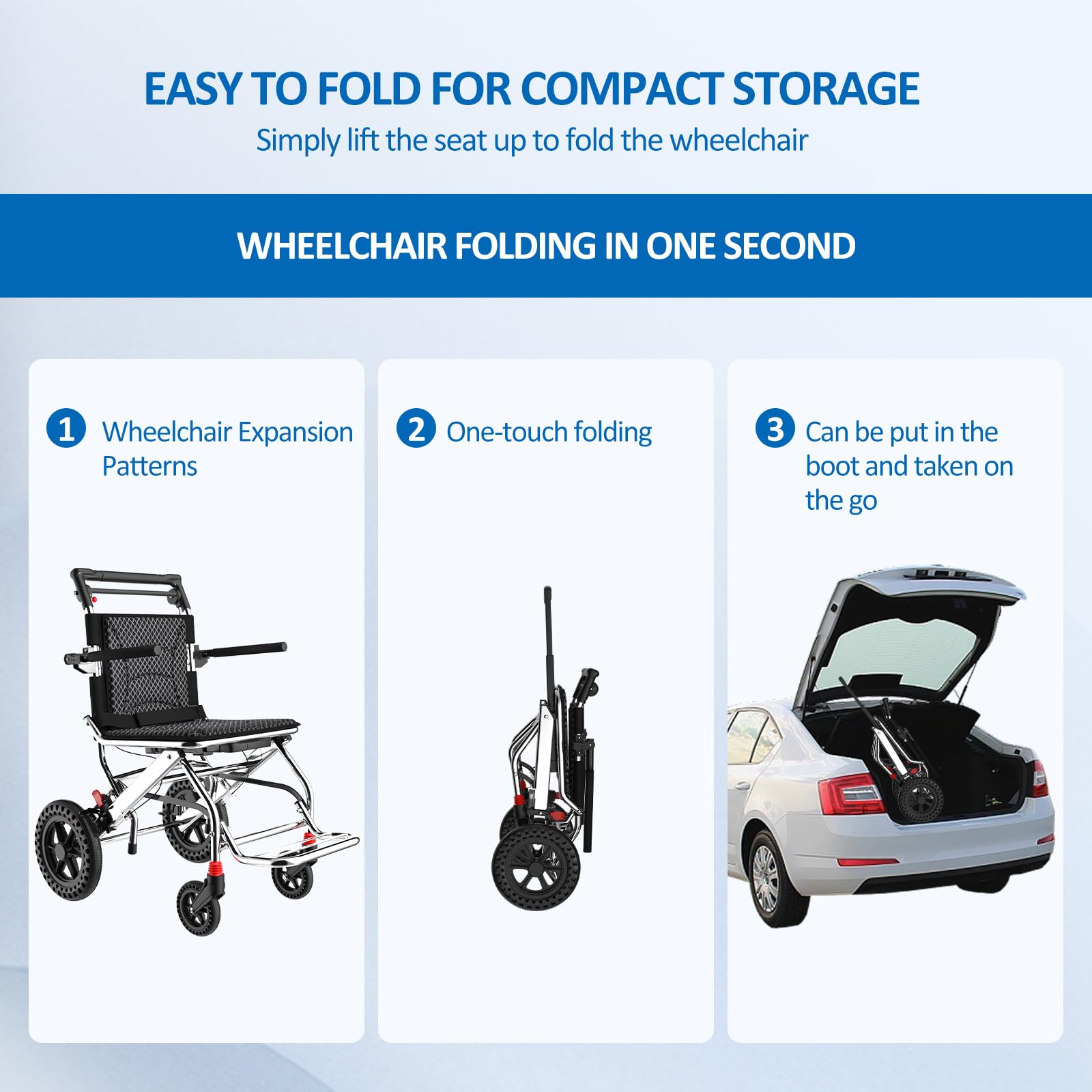 12 Inch Ultra Lightweight Wheelchairs for Adults,Wheelchairs Folding Lightweight with Handbrake and Swing-Away Footrest,45cm Widened Seat Travel Wheelchair with Storage Bag,No Assembly Required - Damaged Box