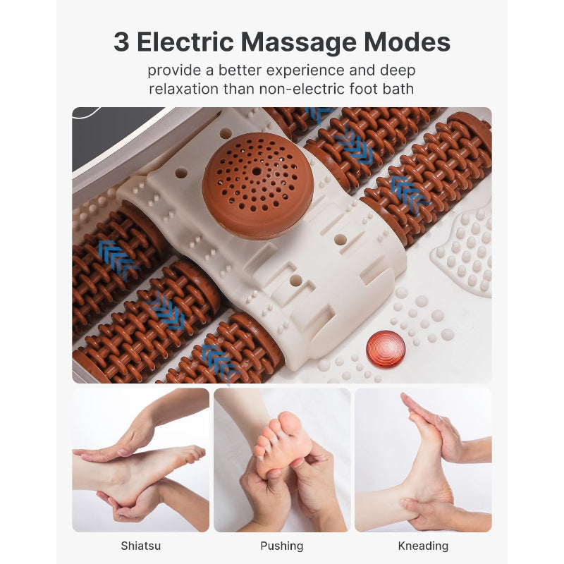 RENPHO Foot Spa Massager Heater Auto Roller 3 Modes Timer Temp Brown - Very Good The Outlet Shop