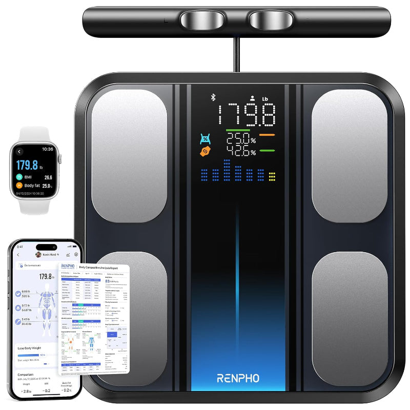 RENPHO Smart Scale 8 Electrode BMI Body Fat Muscle Mass Tracking App Analyzer 3D - Like New RENPHO