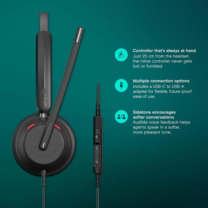 EPOS Impact 760 Wired Headset Professional Business Headphones with Crystal-Clear Audio - New Epos