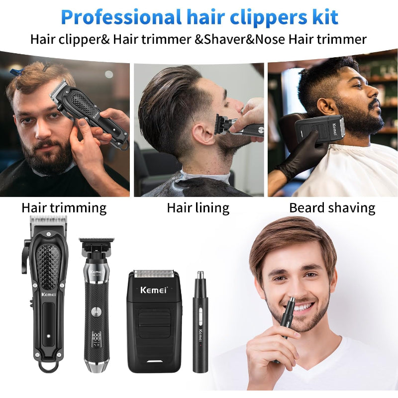 KEMEI Professional Hair Clippers Cordless Barber Trimmer Grooming Kit USB - Like New The Outlet Shop