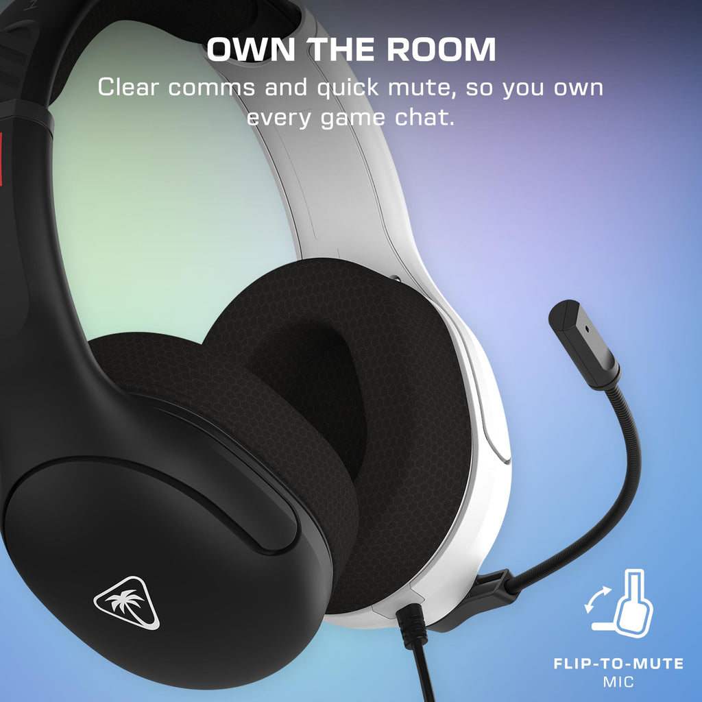 Turtle Beach AirLite Fit Wired Gaming Headset for Nintendo Switch OLED - Black & White, Flip-to-Mute Mic, Over-Ear Headphones