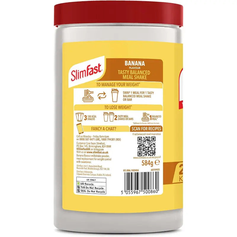SlimFast Banana Meal Replacement Shake High Protein Weight Loss 584g Best Before: April 2026 - New Slimfast
