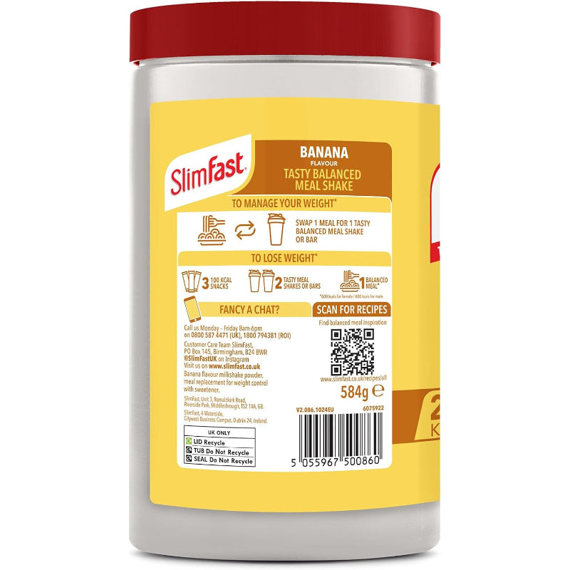 SlimFast Banana Meal Replacement Shake High Protein Weight Loss 584g Best Before: April 2026 - New Slimfast