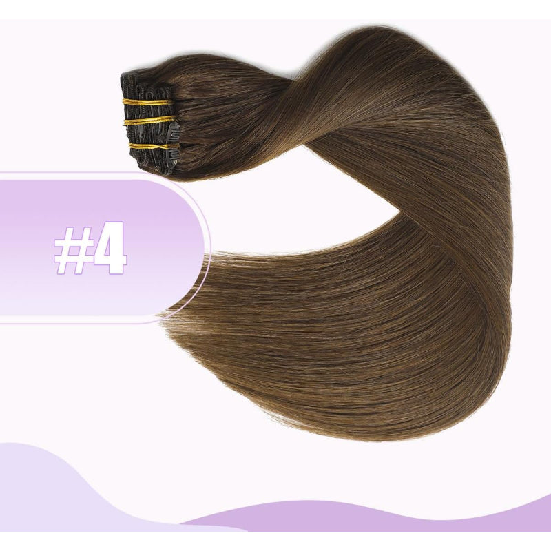 Sindra Clip In Human Hair Extensions 16 Inch 100g 6pcs Medium Brown Straight - New The Outlet Shop