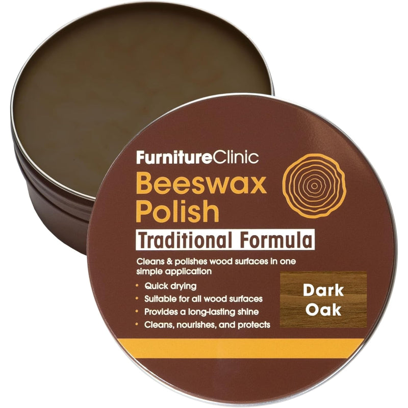 Furniture Clinic Natural Oak Beeswax Polish 200ml Wood Furniture Wax Finish - New Furniture Clinic