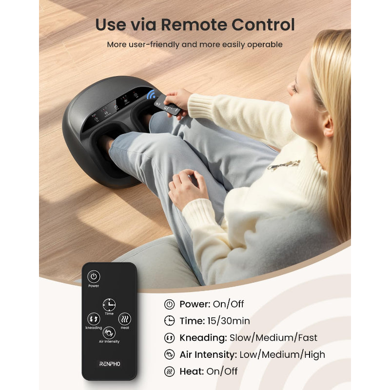 RENPHO Foot Massager Heat Shiatsu Air Compression Remote 2026 Upgraded - Like New The Outlet Shop
