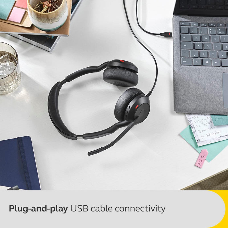 Jabra Evolve2 50 Wired Stereo Headset – Noise-Cancelling Microphones, Comfortable & Professional - New Jabra