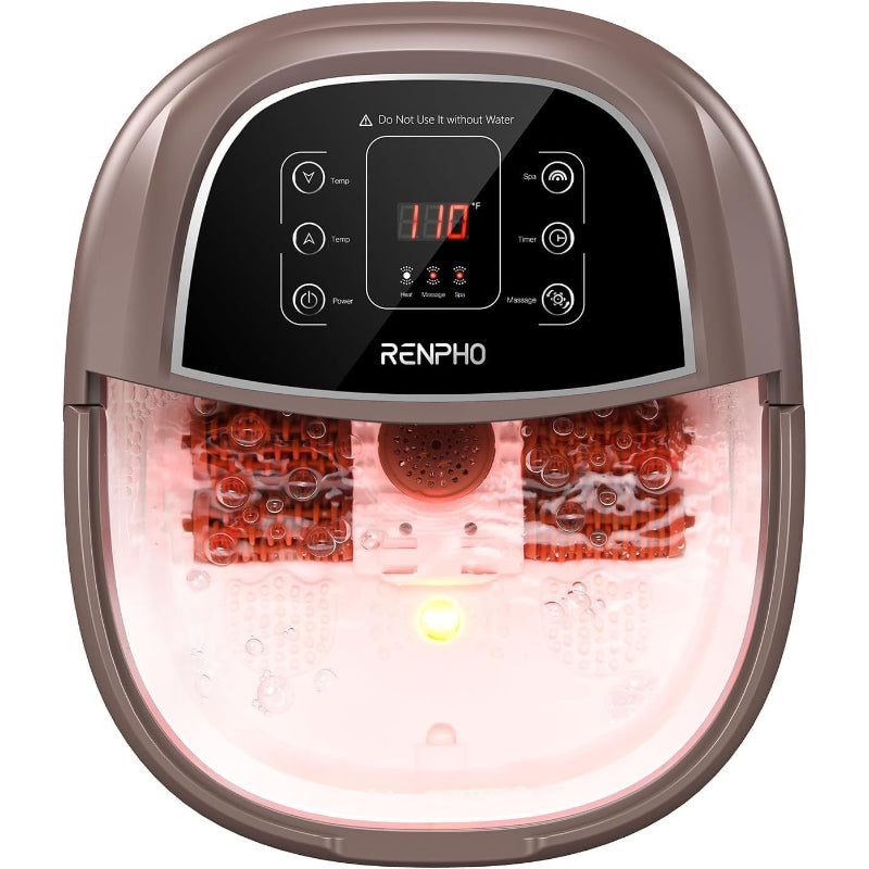 RENPHO Foot Spa Massager Heater Auto Roller 3 Modes Timer Temp Brown - Very Good The Outlet Shop