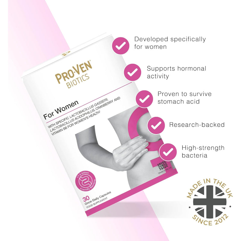 Pro-Ven Women Probiotics 17.5B CFU Cranberry 30 Capsules Hormone Help Best Before 11/2026 - New Pro-Ven