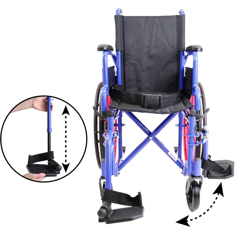 PEPE Kids Wheelchair Self Propelled Foldable Lightweight Steel Pink - New PEPE Mobility