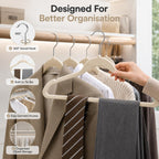 1ABOVE Premium Quality 20 pack Non-Slip Velvet Hangers (44cm) Heavy Duty Velvet Suit Hangers with Tie Bar, 360^0 Swivel Hooks - Space saving, sturdy to hold Jacket, Jumper & Pullover(Set of 20-IVORY) - Very Good