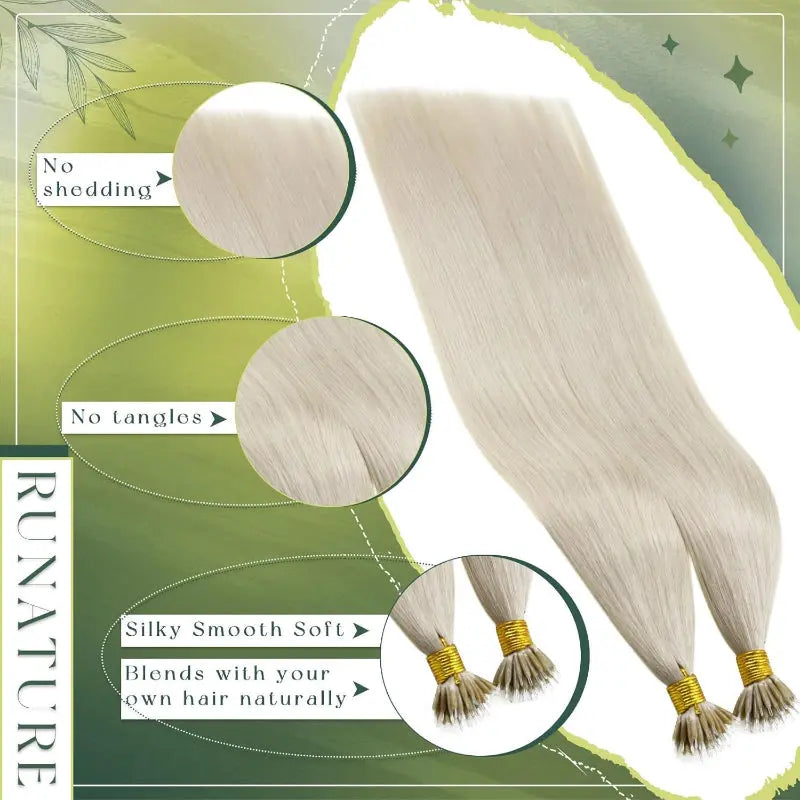 RUNATURE Nano Hair Extensions 20 Inch Human Hair Blonde #800 50g - Like New RUNATURE
