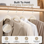 1ABOVE Premium Quality 20 pack Non-Slip Velvet Hangers (44cm) Heavy Duty Velvet Suit Hangers with Tie Bar, 360^0 Swivel Hooks - Space saving, sturdy to hold Jacket, Jumper & Pullover(Set of 20-IVORY) - Very Good