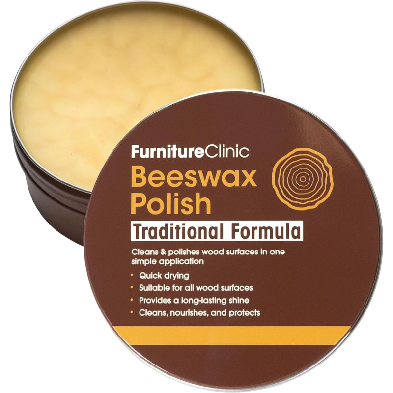 Furniture Clinic Natural Oak Beeswax Polish 200ml Wood Furniture Wax Finish - New Furniture Clinic