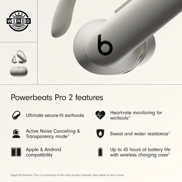 Beats Powerbeats Pro 2 Wireless Bluetooth Earbuds – Noise Cancelling, Up to 45 Hours Battery & Wireless Charging Case - Quick Sand - Refurbished Beats