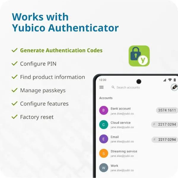 Yubico YubiKey 5 NFC Two Factor Authentication Security KeyFits USB-A x2 - New Yubico