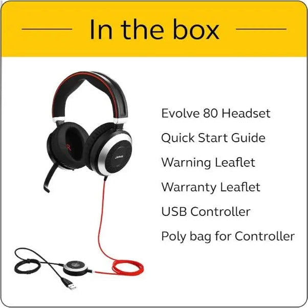 Jabra Evolve 80 Stereo UC USB-A Headset Jabra