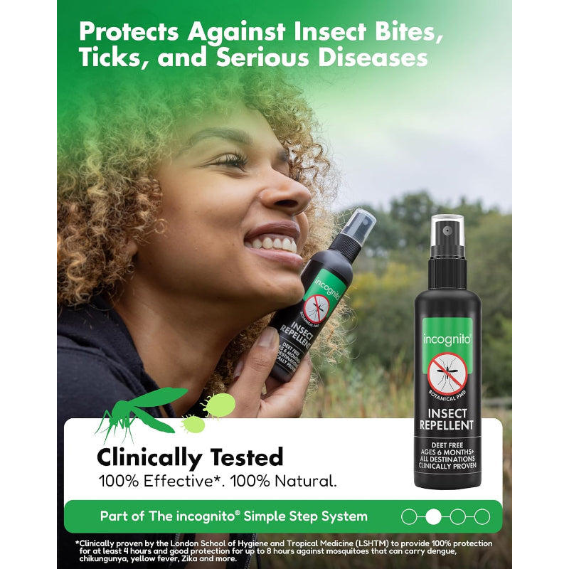 Incognito Insect Repellent Spray 100ml Natural DEET Free Mosquito Tick Protection - New Incognito
