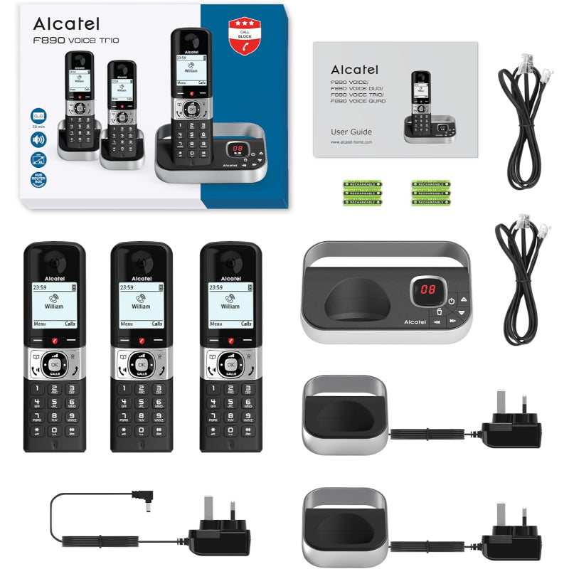 Alcatel F890 Voice Trio DECT Cordless Phone with Answering Machine 3 Handsets - Like New The Outlet Shop