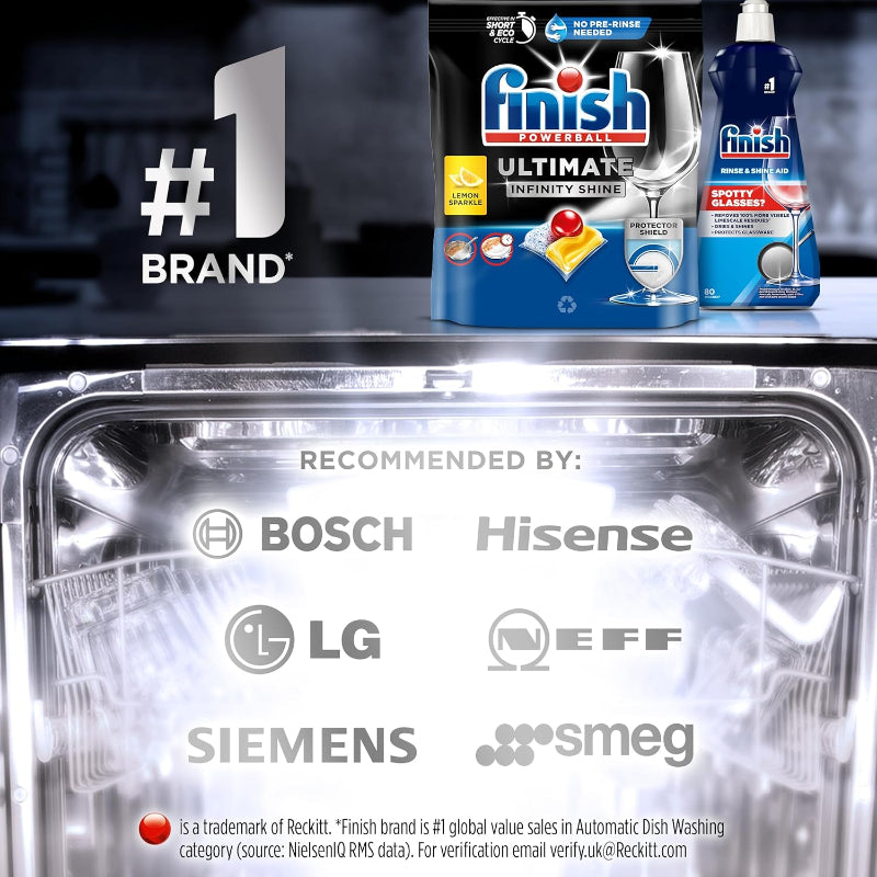 Finish Ultimate Infinity Shine Dishwasher Tablets Lemon Sparkle 80 Pack - New The Outlet Shop