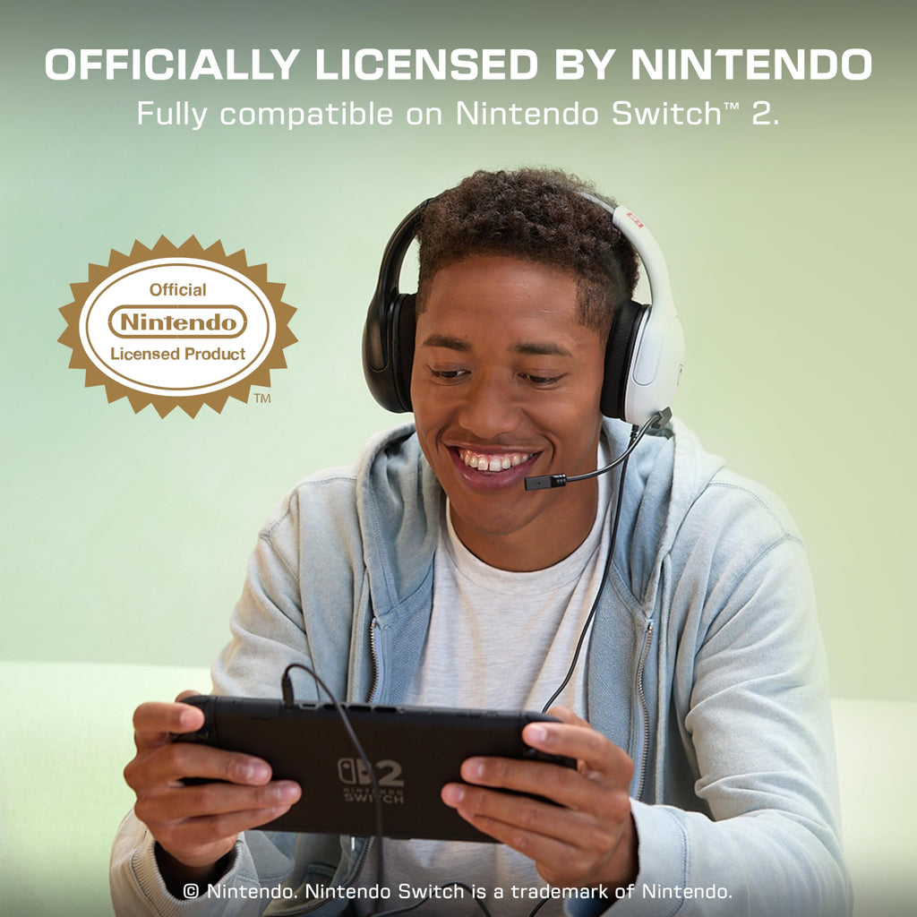 Turtle Beach AirLite Fit Wired Gaming Headset for Nintendo Switch OLED - Black & White, Flip-to-Mute Mic, Over-Ear Headphones