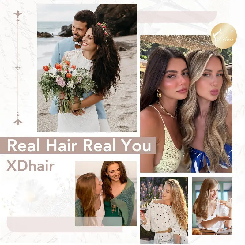 XDhair Clip In Human Hair Extensions 18 Inch Ash Brown 120g 6pcs - New XDhair