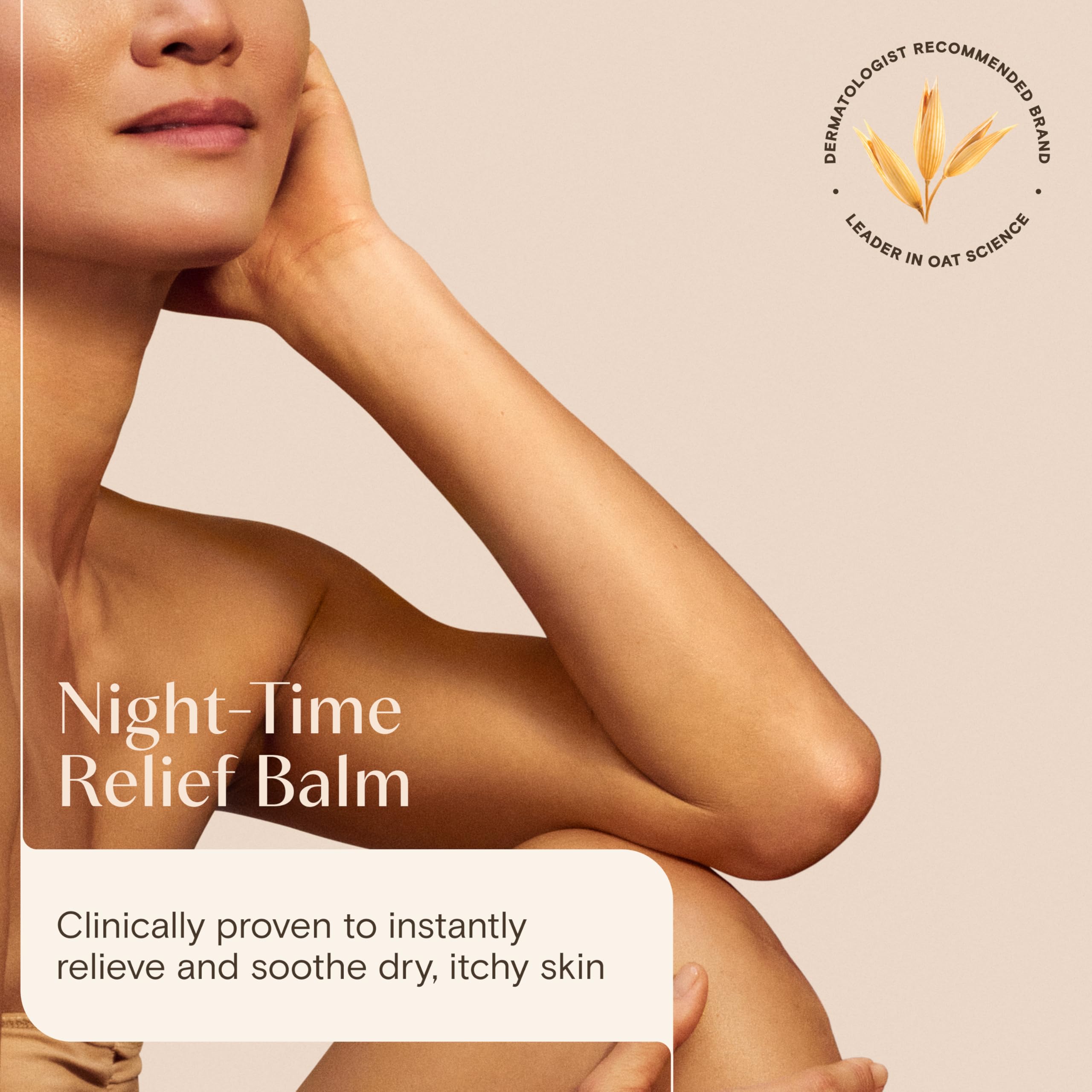Aveeno Dermexa Night-Time Relief Balm 75 ml for Very Dry Itchy Skin with Prebiotic Triple Oat Complex and Ceramides to Soothe and Strengthen Skin Barrier Overnight