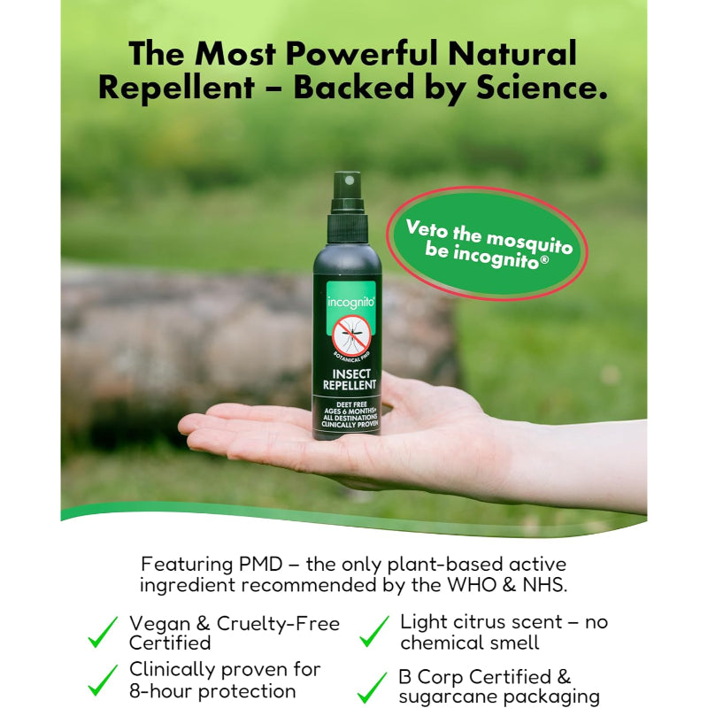 Incognito Insect Repellent Spray 100ml Natural DEET Free Mosquito Tick Protection - New Incognito