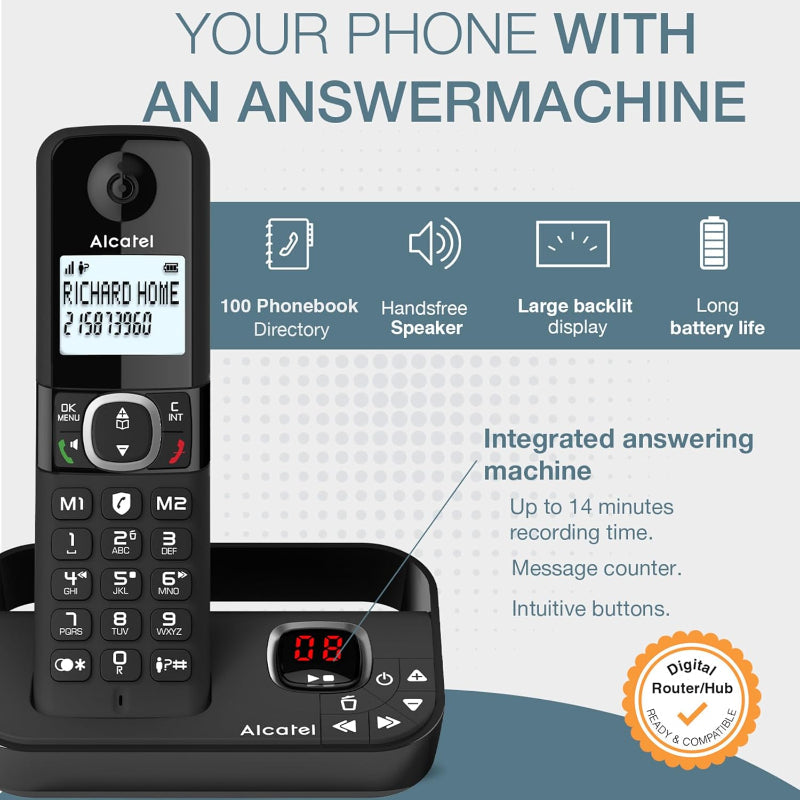 Alcatel F860 Voice Quad DECT Cordless Phone with Answering Machine 4 Handsets - Like New The Outlet Shop