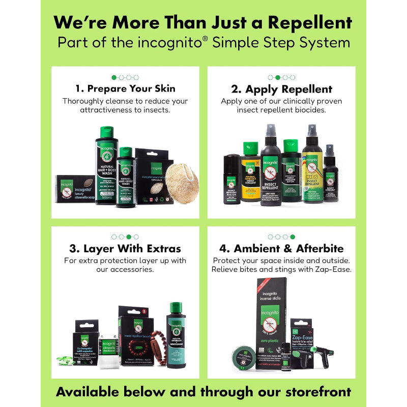 Incognito Insect Repellent Spray 100ml Natural DEET Free Mosquito Tick Protection - New Incognito