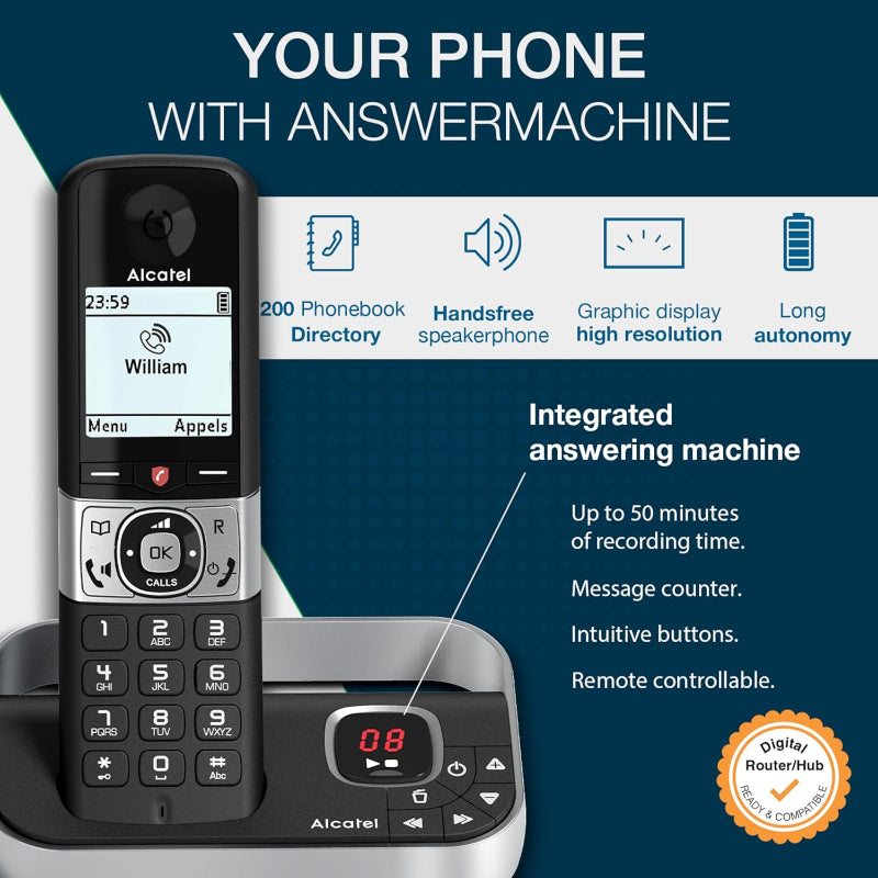 Alcatel F890 Voice Quad DECT Cordless Phone 4 Handsets Answering Machine - New Alcatel