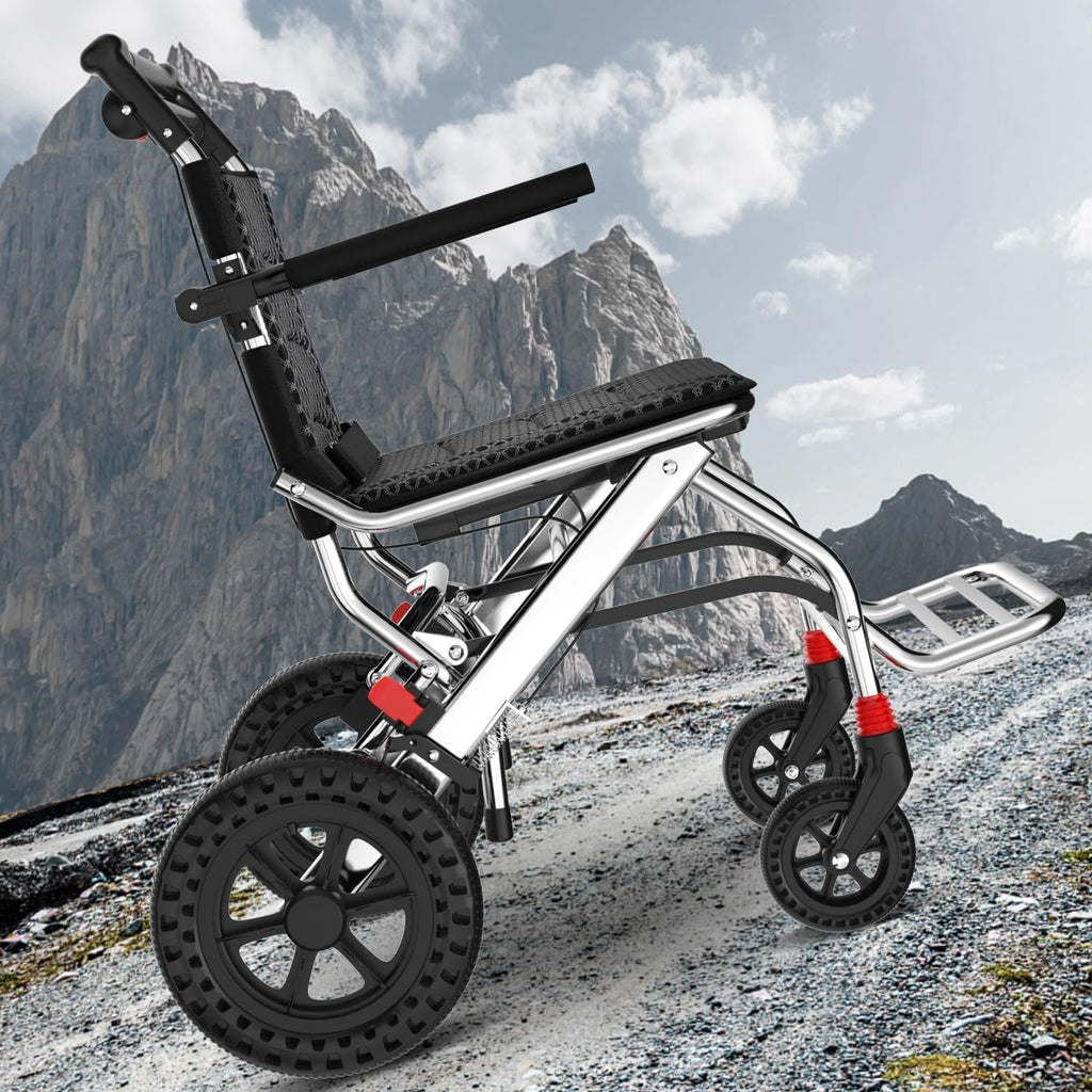 12 Inch Ultra Lightweight Wheelchairs for Adults,Wheelchairs Folding Lightweight with Handbrake and Swing-Away Footrest,45cm Widened Seat Travel Wheelchair with Storage Bag,No Assembly Required - Damaged Box