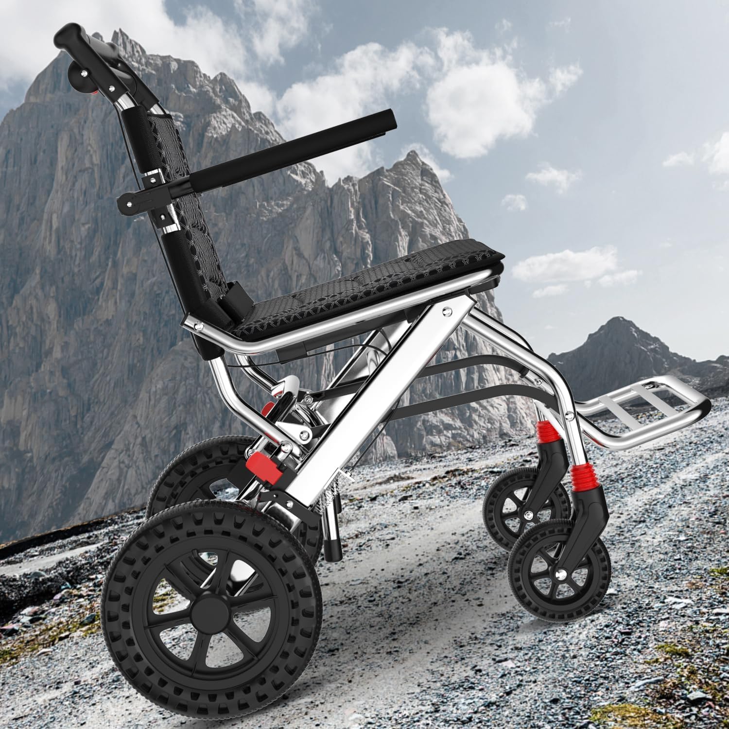 12 Inch Ultra Lightweight Wheelchairs for Adults,Wheelchairs Folding Lightweight with Handbrake and Swing-Away Footrest,45cm Widened Seat Travel Wheelchair with Storage Bag,No Assembly Required - Damaged Box
