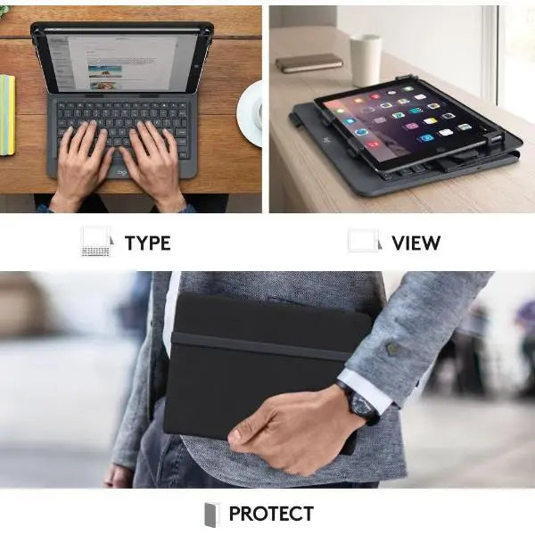 Logitech 10" Universal Folio iPad Tablet Case with Bluetooth Keyboard Cover - Refurbished Logitech
