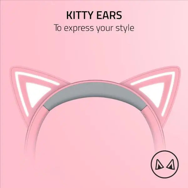 Razer Kraken Kitty Ears V2 Wired RGB Headset 40mm Drivers 7.1 Sound - Pink - Refurbished Razer