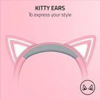 Razer Kraken Kitty Ears V2 Wired RGB Headset 40mm Drivers 7.1 Sound - Pink - Refurbished Razer