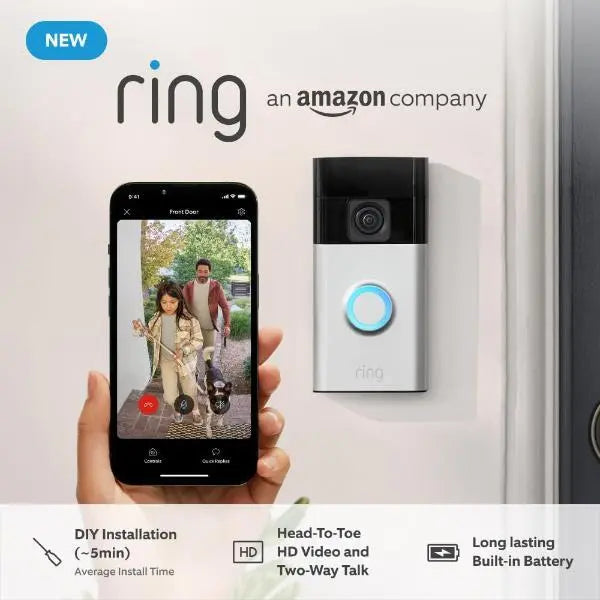 Ring Battery Video Doorbell 3rd Gen 1080p HD Satin Nickel Ring