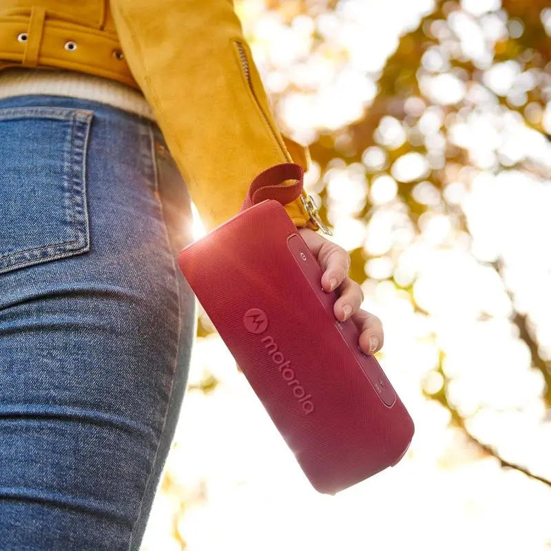 Motorola ROKR 600 Bluetooth Speaker: 30W Sound, Water Resistant, 6H Play, Red - New Motorola