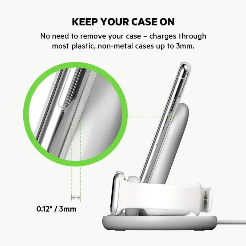 Belkin 3-In-1 Wireless Charging Dock 7.5W For iPhone Apple Watch Airpods - White - New Belkin