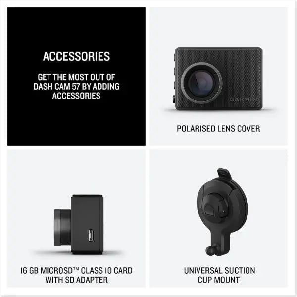 Garmin Dash Cam 57 1400p HD Video Voice Controlled Auto Recoding With GPS  - New Garmin