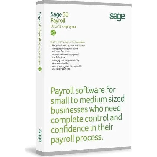 Sage 50 Payroll Software for Small to Medium Businesses (1 Year) Sage