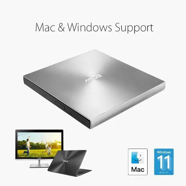 Asus ZenDrive Ultra Slim Light External DVD Writer Silver Mac The