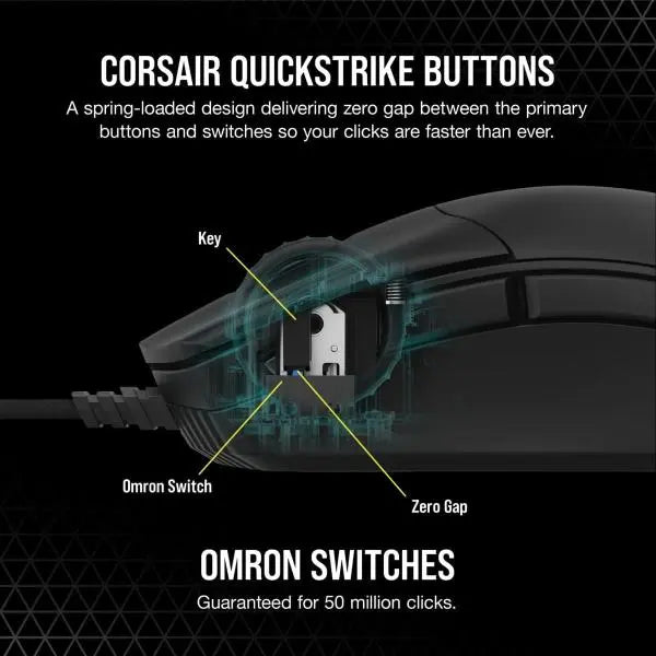 Corsair Sabre RGB Pro Wired FPS MOBA Ergonomic Gaming Mouse Black - New Corsair